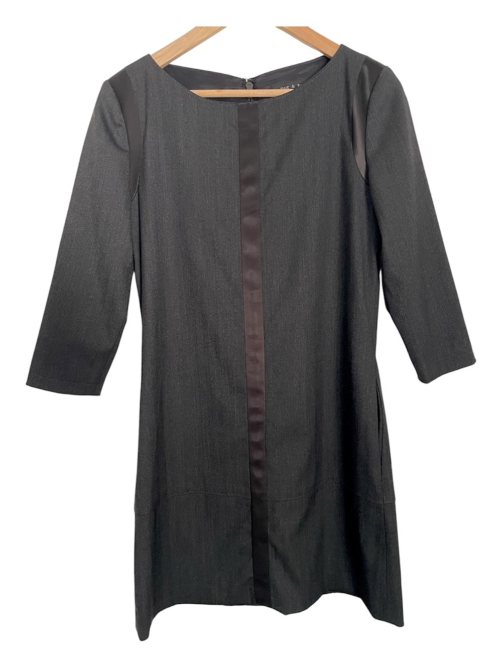Rag & Bone Wool Herringbone Charcoal Gray Shift Dress w/Pockets Size 2 Like New